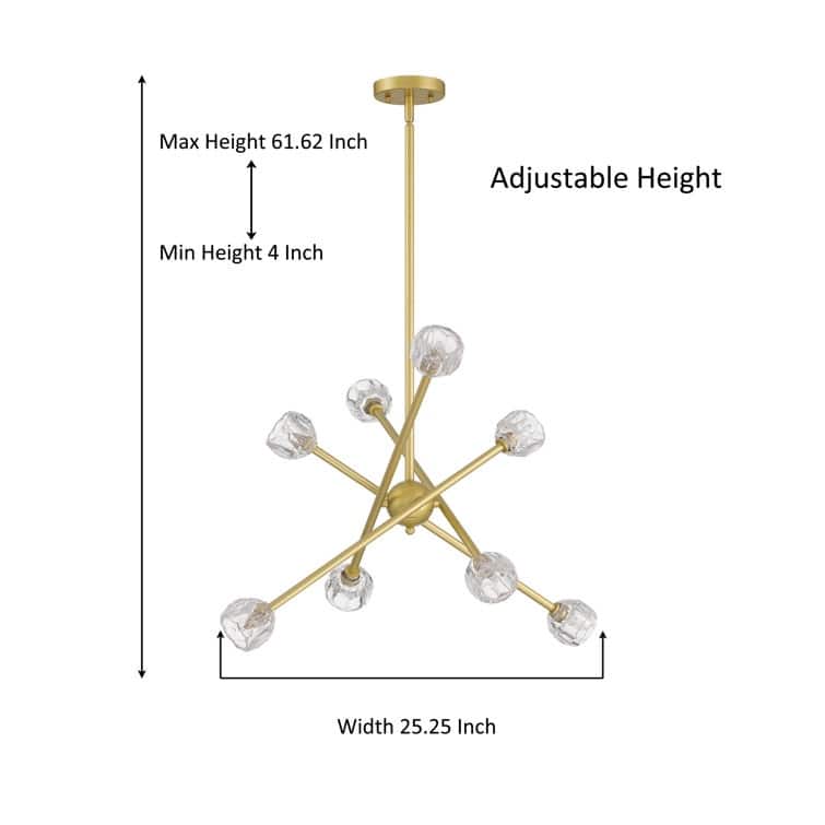Acroma 8-light Modern Transitional Sputnik Gold Chandelier with Art Glass - 25.25 inches
