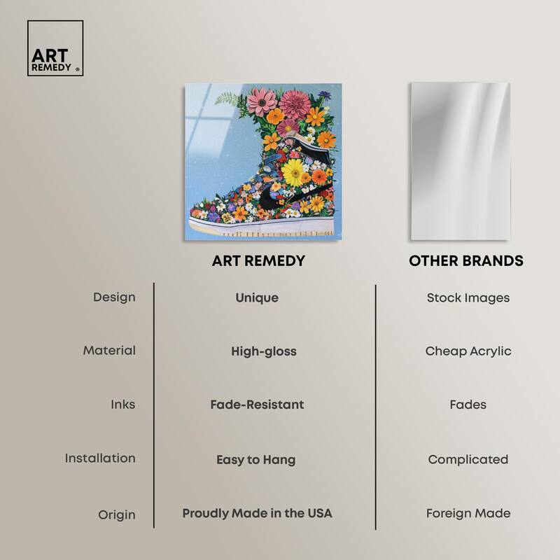 Blooming Floral Sneaker Acrylic by Art Remedy, Ready to Hang