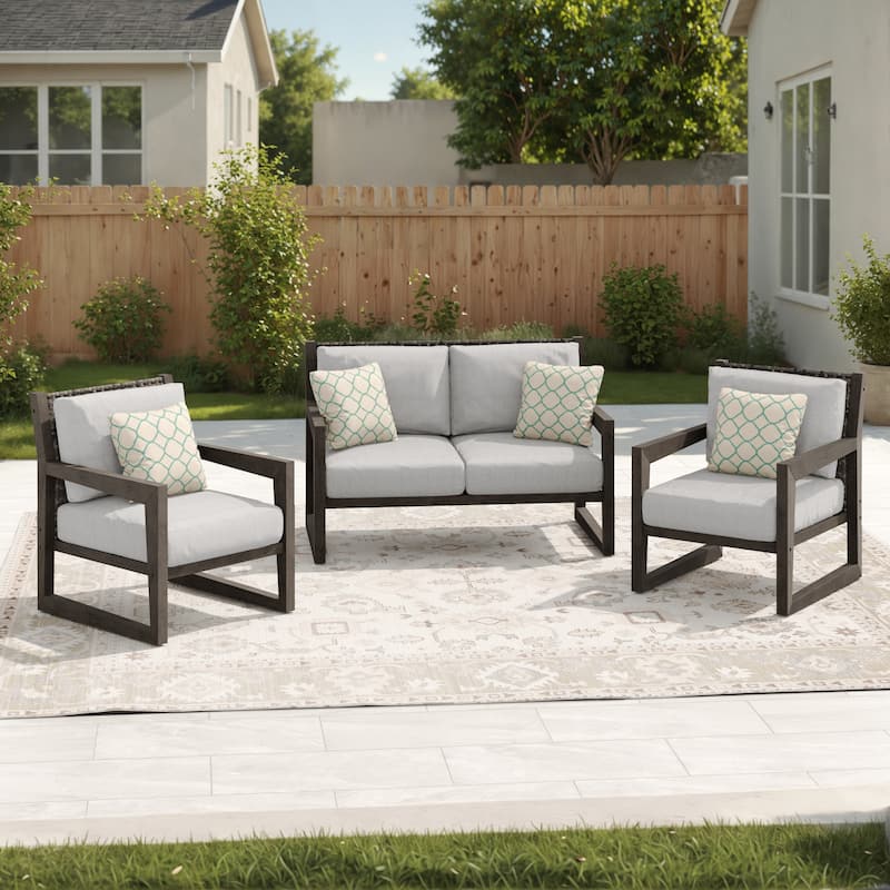 Corvus Augusta 3-piece Outdoor Conversation Set with Sunbrella Pillows