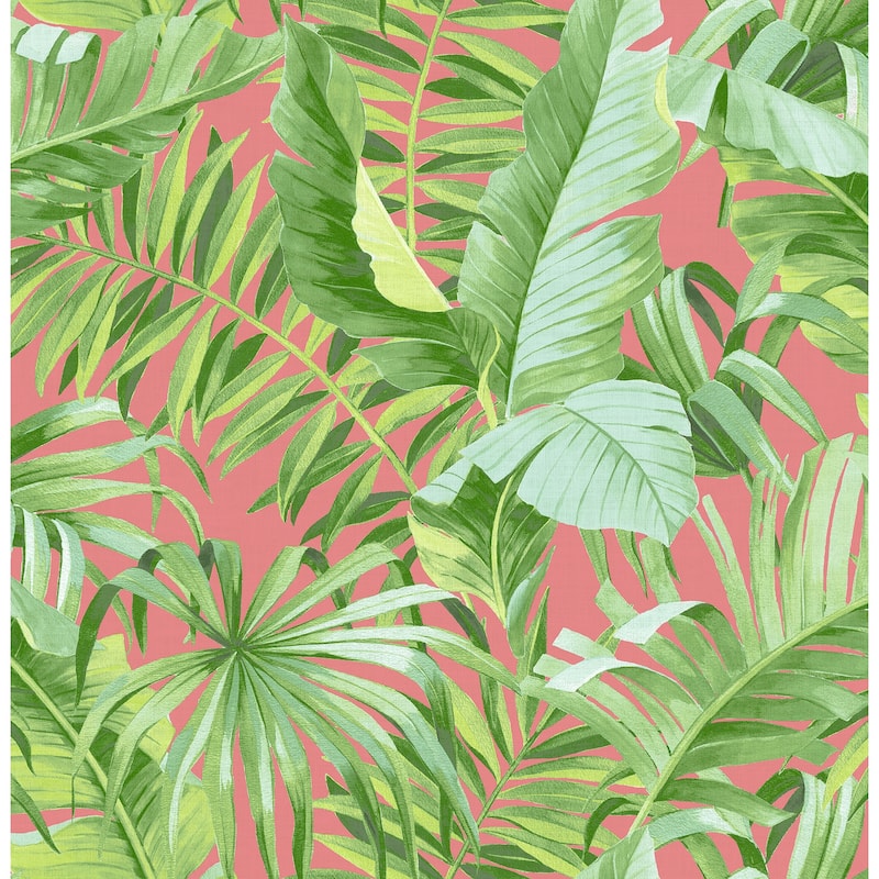 A-Street Prints Alfresco Coral Tropical Palm Wallpaper