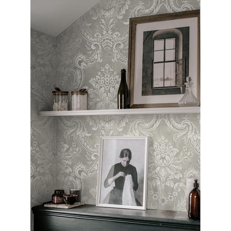 Seabrook Designs Villa Antique Damask Unpasted Wallpaper
