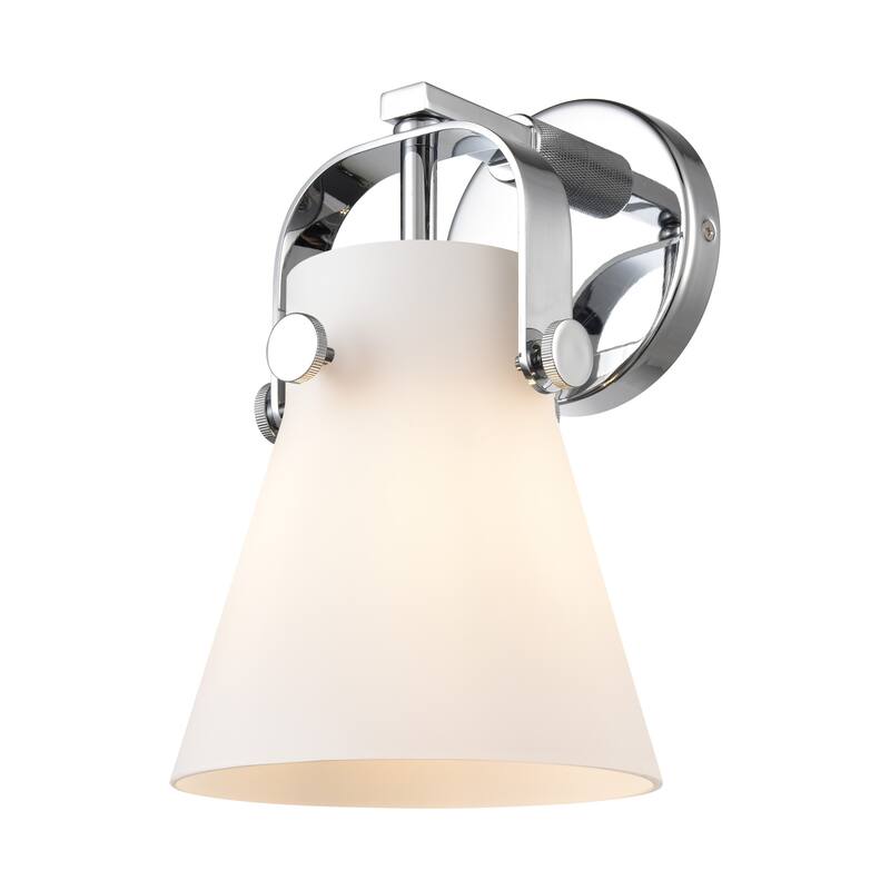Innovations Lighting 423-1W-10-7 Pilaster II Cone Sconce Pilaster II - Polished Chrome / Matte White