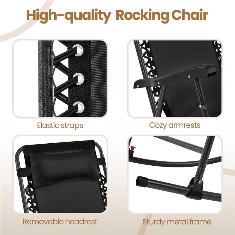 Yaheetech 26in Rocking Chair Foldable Outdoor Lounge Chair