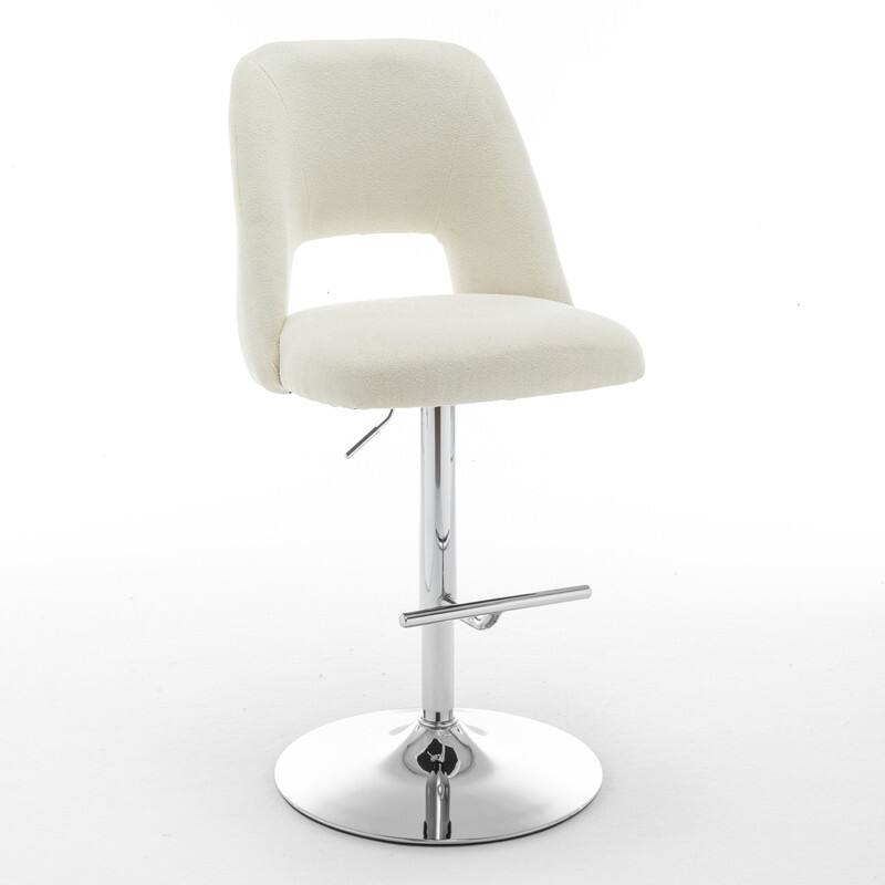 Best Quality Furniture Adjustable Textured Fabric Barstools with Chrome Finish Base (Set of 2)