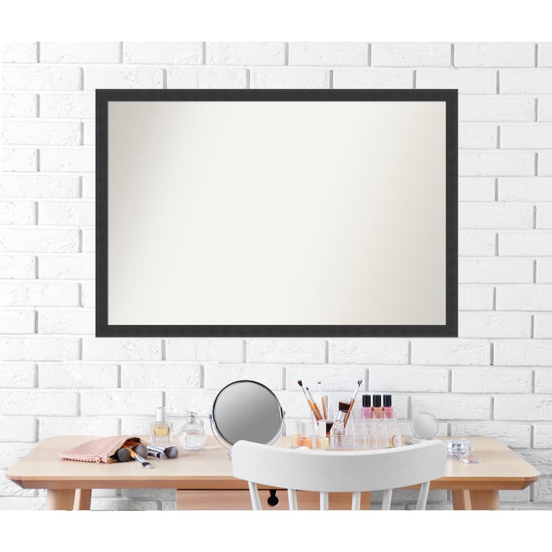 Non-Beveled Wood Bathroom Wall Mirror - Mezzanotte Frame - Mezzanotte Black