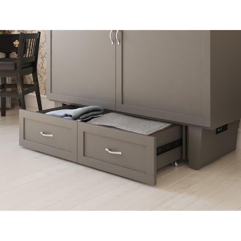 Monroe Queen Murphy Bed Chest with Mattress and Built-In Charger