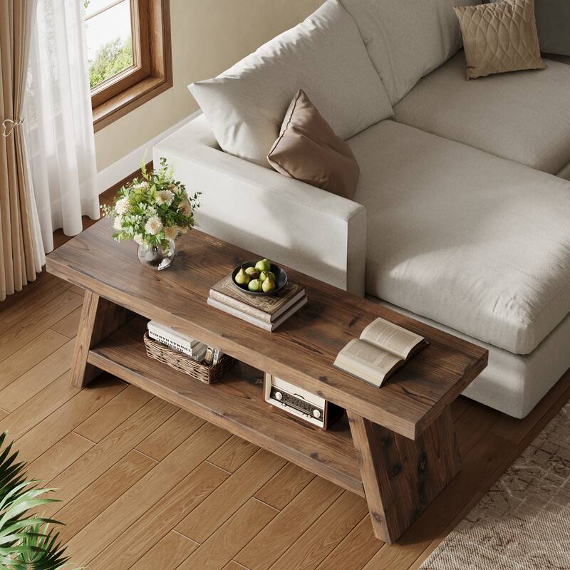 2 Tier Shoe Rack Bench for Entryway, Bedroom, Living Room, Solid Wood Bench Indoor with Storage Shelves