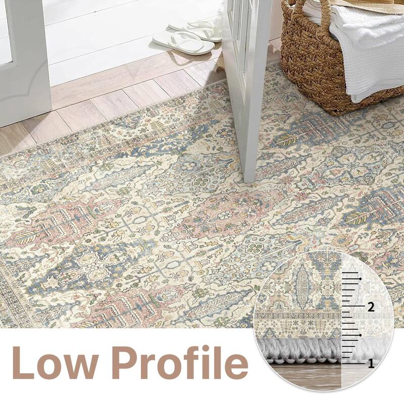 Mcow Modern Machine Washable Low Pile Lightweight Soft Print Area Rugs - 8'X10'
