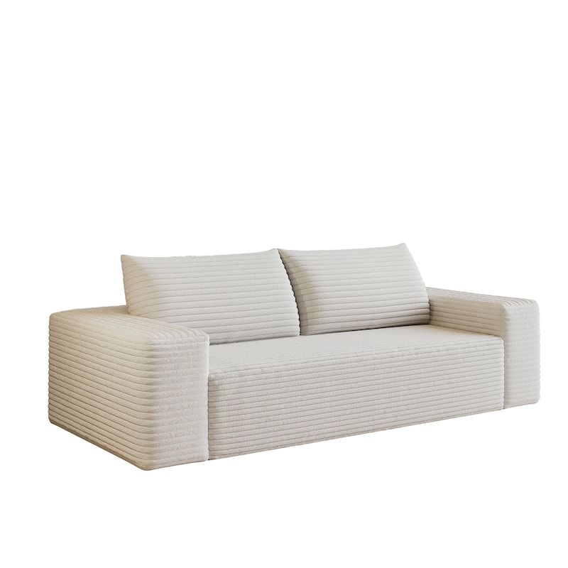 Fabric Sofa Lounge Sofa with High-Density Sponge Cushion, Loveseat Recliner Sofa with Wide Armrests & Striped Pattern