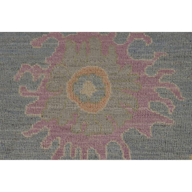 Hand Knotted Oriental 100% Wool Carpet Transitional All-Over Navy Blue & Blues Oushak Area Rug - 9' 11'' X 8' 4''