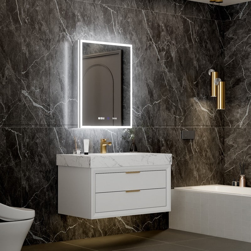 MEDUNJESS 24'' x 32'' Frameless Bathroom Cabinet with Defogging