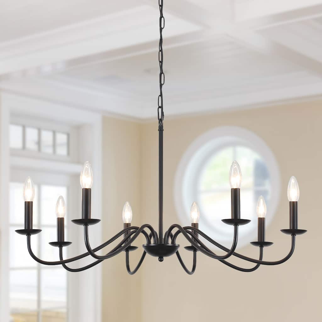 8-Light 30.7 in. Farmhouse Chandeliers for Bedroom Living Room Study