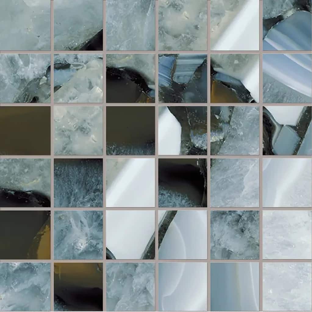 Splendor 12x12 Icy Blue Porcelain Mosaic Geode Agate Wall and Floor Tile (4.84 sq ft/case) - 5 Pack