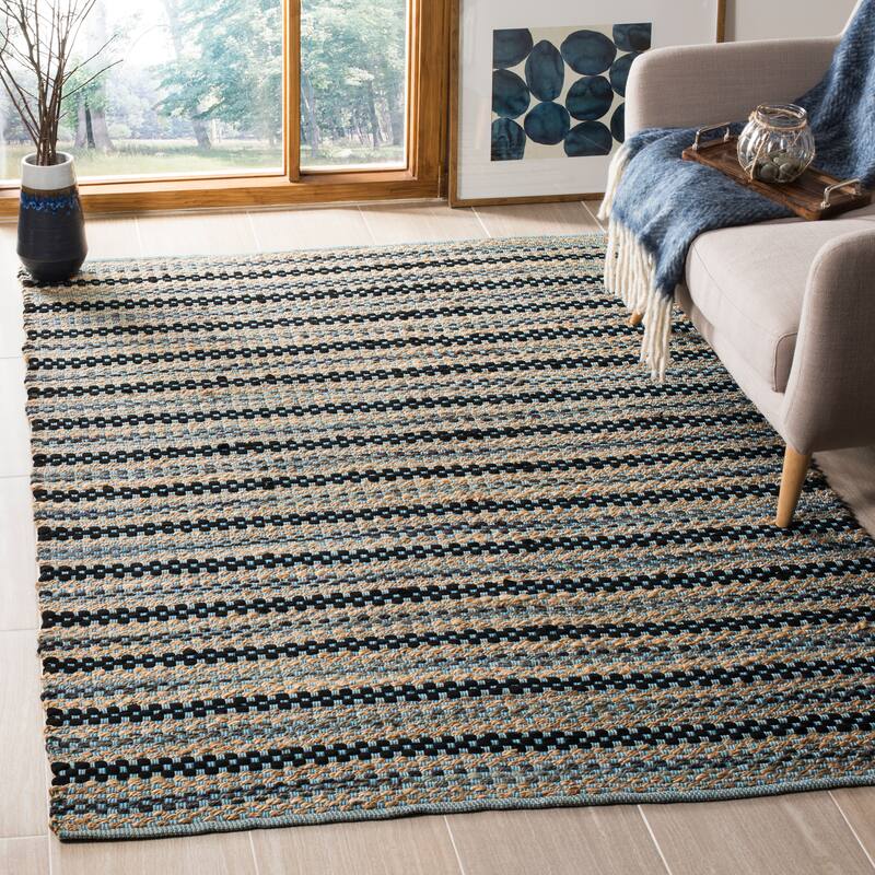 SAFAVIEH Handmade Cape Cod Egle Coastal Jute Rug - 5' x 8' - Blue/Black