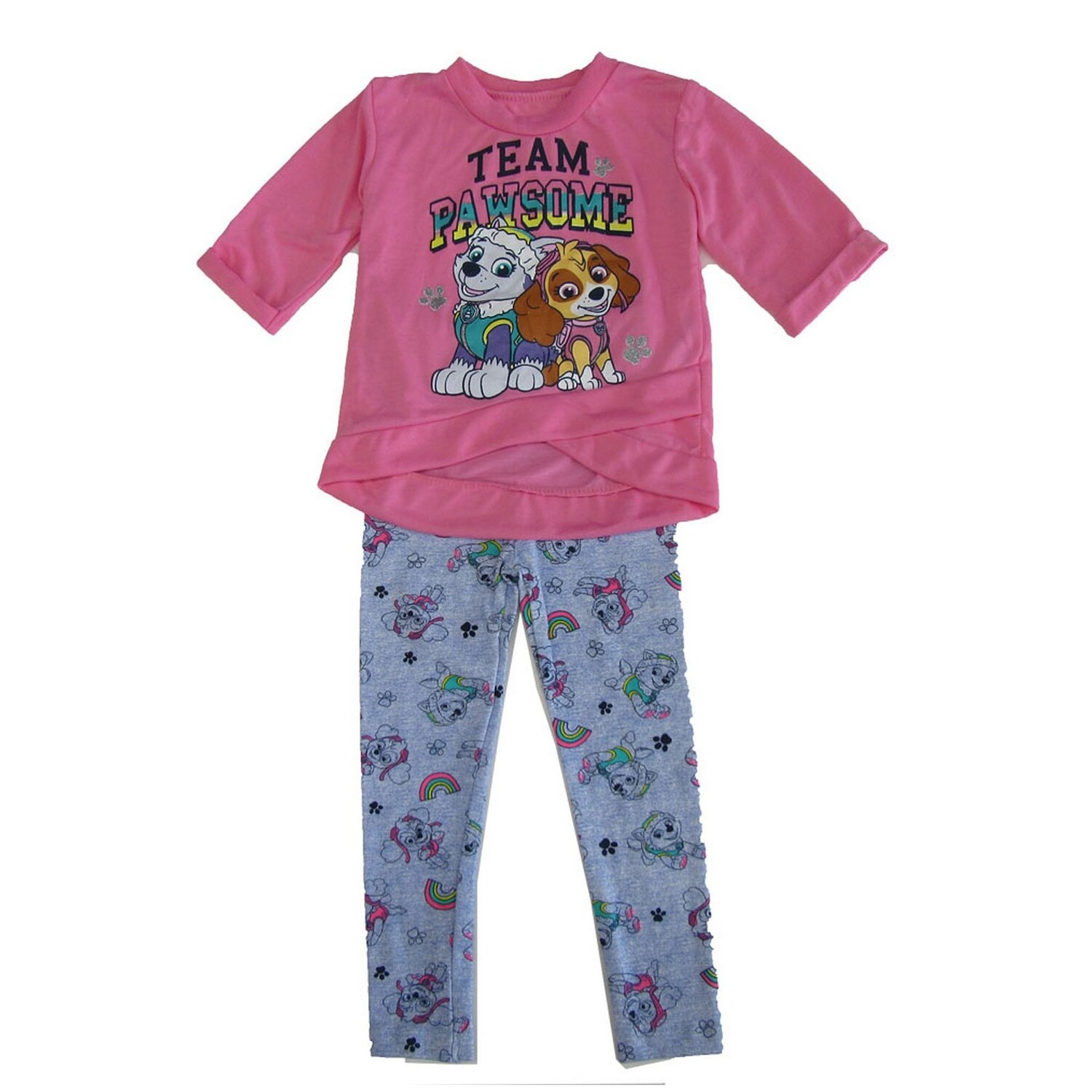 Shop Nickelodeon Little Girls Pink Blue Paw Patrol Print 2 Pc
