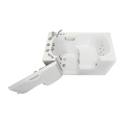 Ella Wheelchair Transfer 60 Acrylic Hydro Massage Walk-In Bathtub & Outward Swing Door, 5 Piece Fast Fill Faucet, 2" Dual Drain