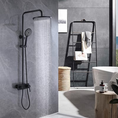 Modland Wall Mounted 5-Way Complete 10'' Rain Shower System Black With High-pressure Handheld and Faucet
