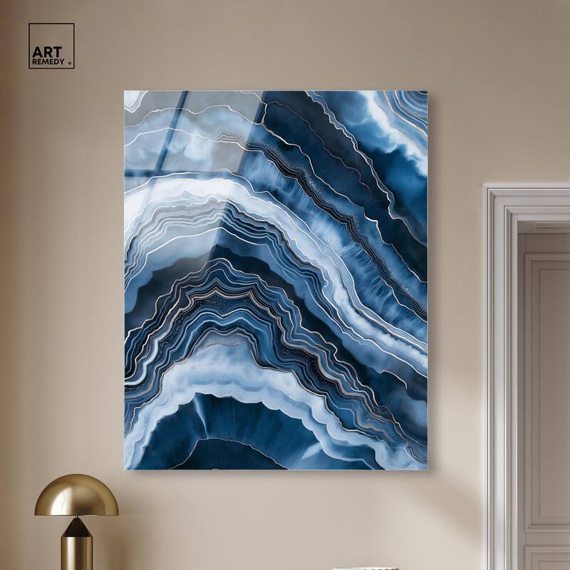 Azure Abyss Layers Acrylic by Art Remedy, Ready to Hang