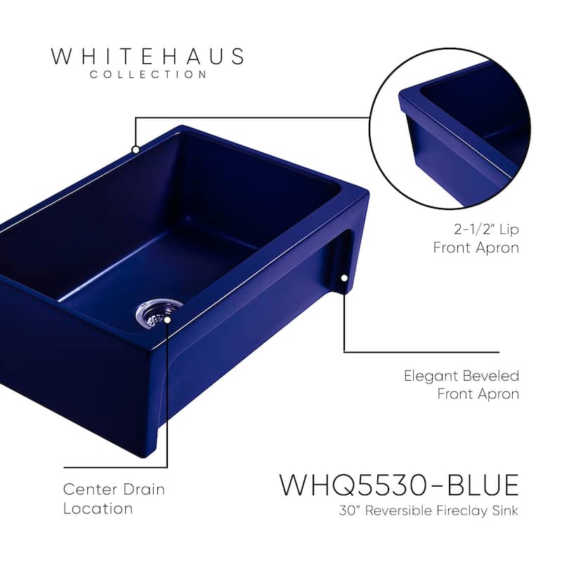 Whitehaus Glencove 30" Farmhouse Single Basin Fireclay Kitchen Sink