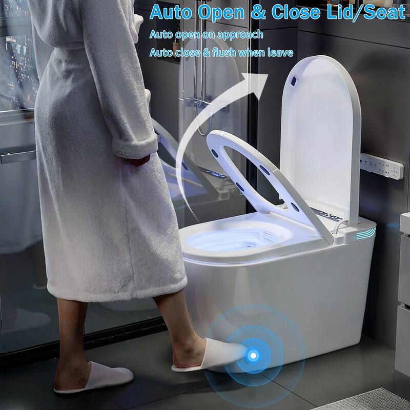 Smart Toilet with Auto Open Lid, Heated Seat & Bidet, One Piece Intelligent Toilet with Remote Control