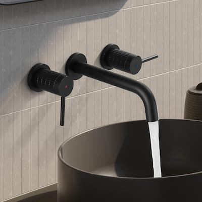 Two Handles Wall Mounted widespread Bathroom Faucet