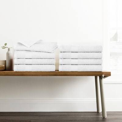 Ample Decor Hand Towel 100% Cotton 600 GSM Soft Absorbent Pack of 8