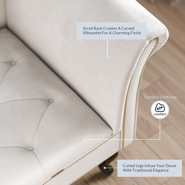 Belleze nailhead trim velveteen storage chaise lounge chair tufted couch discount