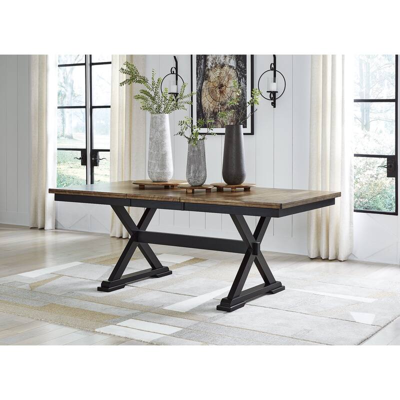 Signature Design by Ashley Wildenauer Black/Brown Dining Table and 8 Chairs