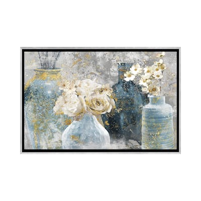 iCanvas "Vessels and Blooms Blues" by Nan Framed