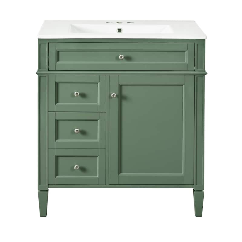 30'' Bathroom Vanity with Top Sink,Bathroom Storage Cabinet with 2 Drawers and a Tip-out Drawer, Single Sink Bathroom Vanity