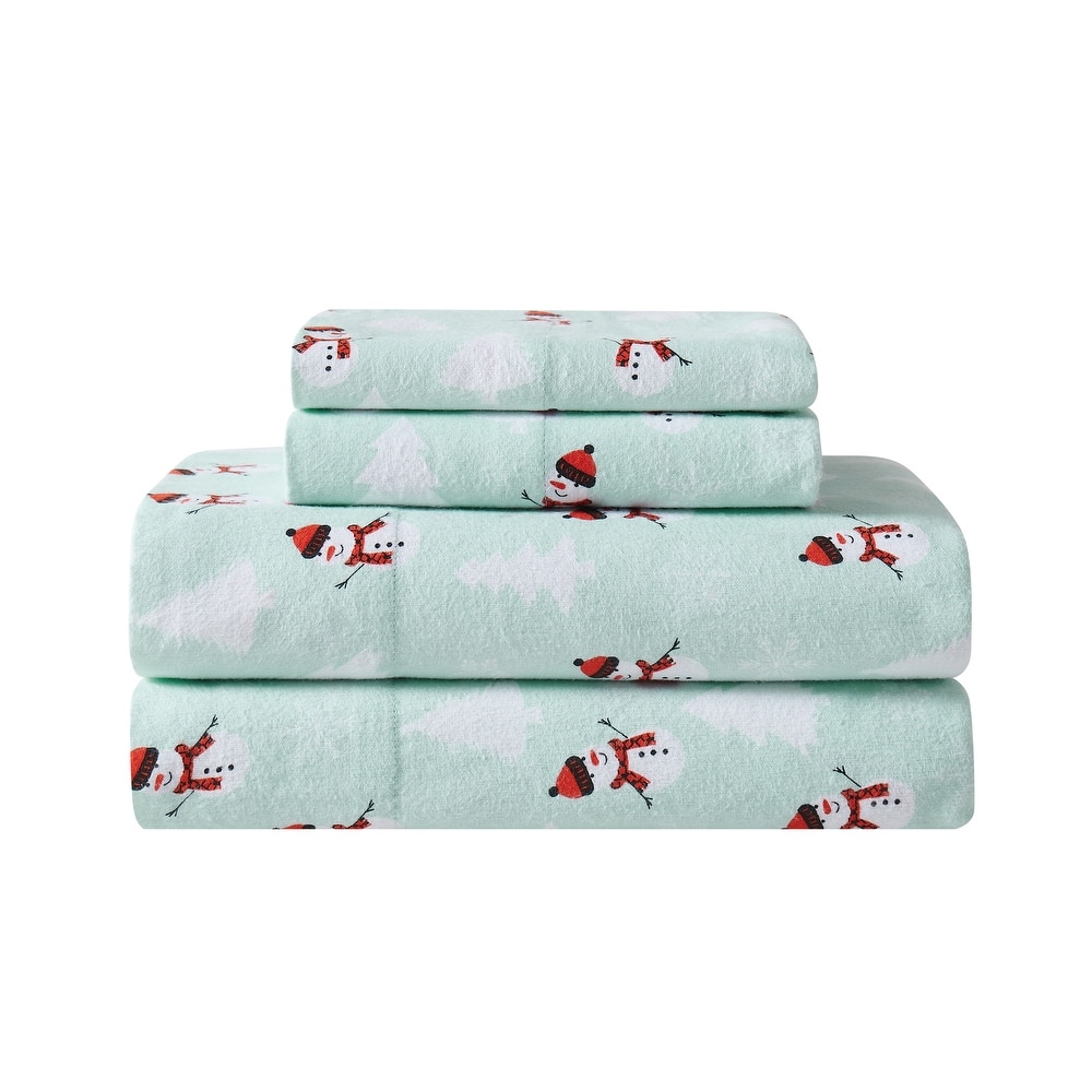 Truly Soft Printed and Solid Cotton Flannel 4 Piece Sheet Set