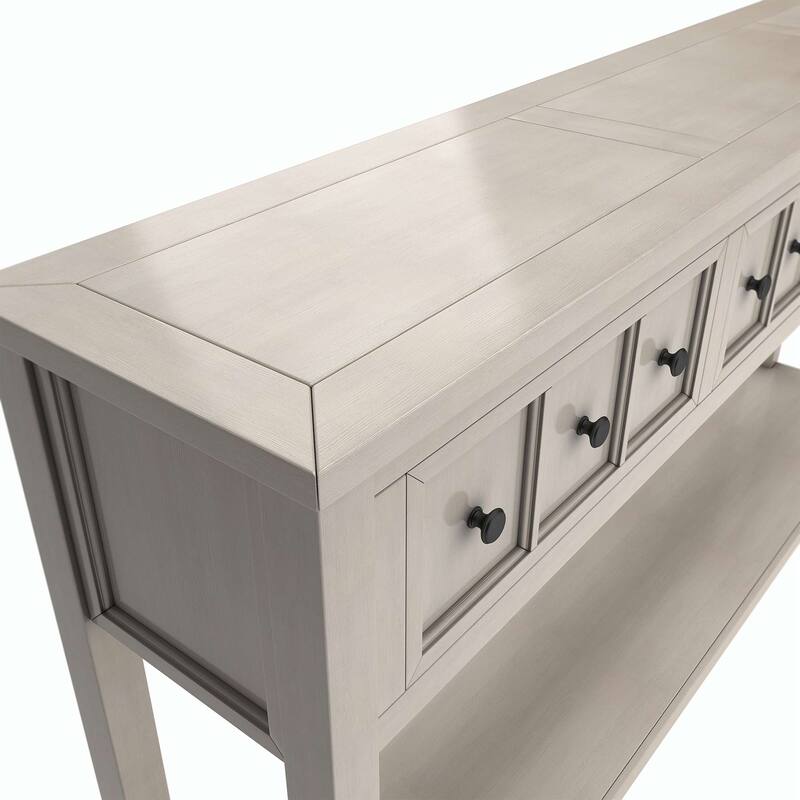 60"L Rustic Entryway Console Table, Long Sofa Table with Drawers and Bottom Shelf for Storage
