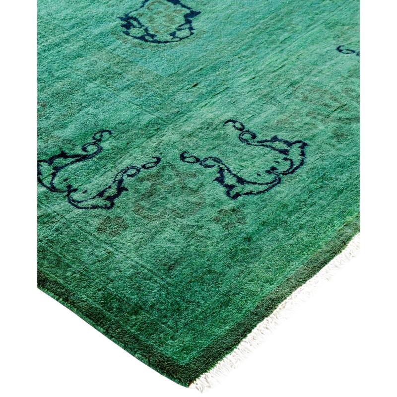Overdyed One-of-a-Kind Hand-Knotted Area Rug - Green - 6' 2" x 8' 10"