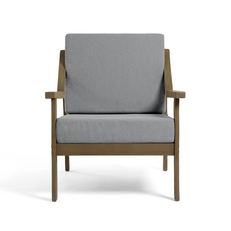 Set of 2 Outdoor Teak Wood Patio Chair with Cushion