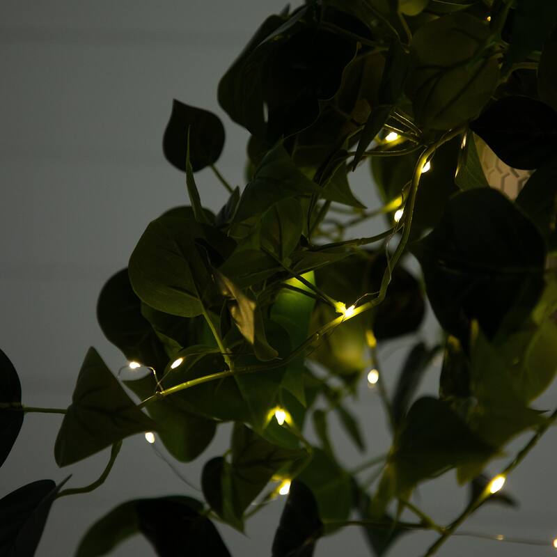 Pre-Lit Philodendron Artificial Plant - 24" - Warm White LED Lights