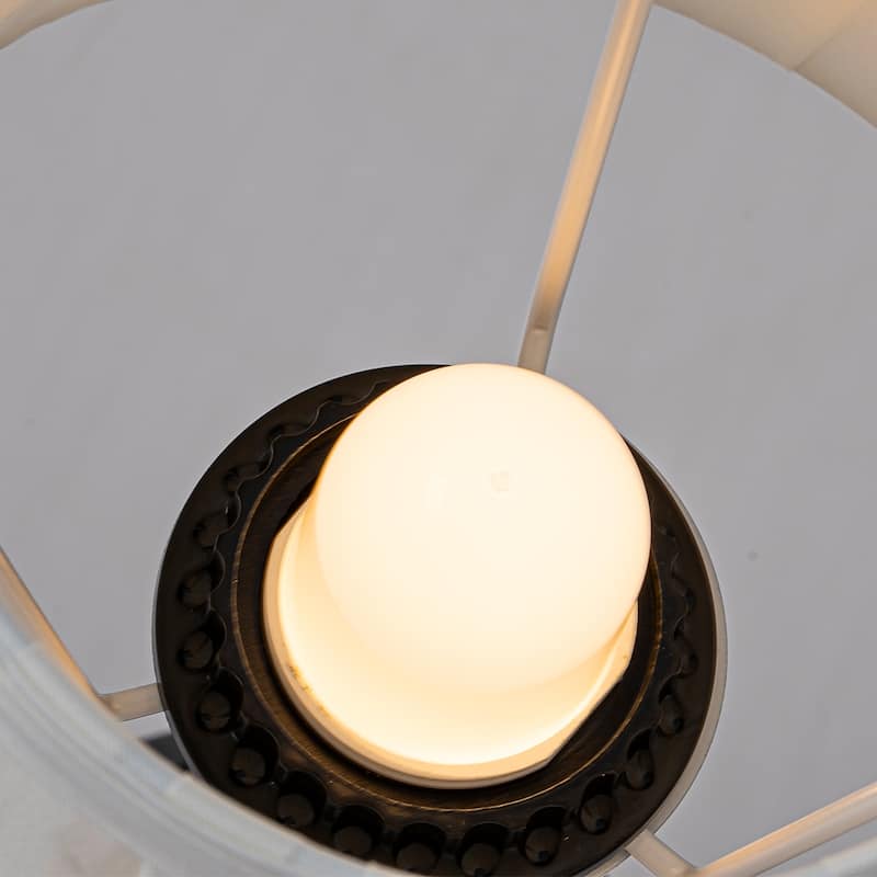 14'' Classic Fabric Shade Rechargeable LED Table Lamp Touch Control Cordless USB Nightstand Lamp with Stepless Dimming(2 Pack)