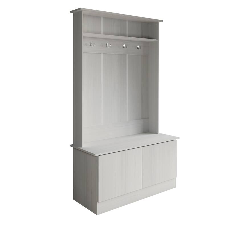CraftPorch Classic Hall Tree with Bench - Light Grey