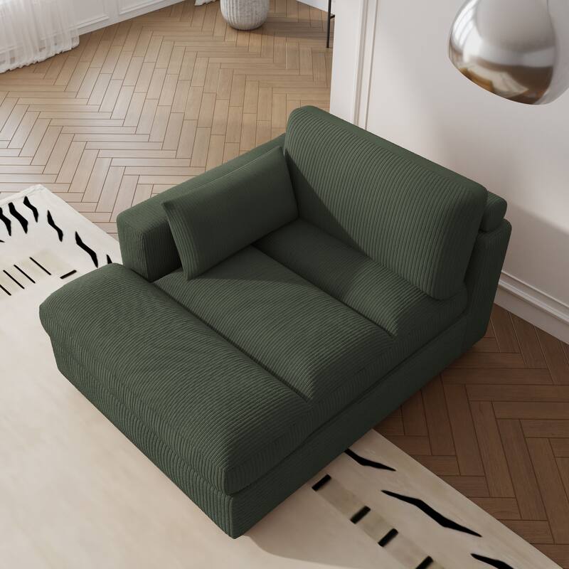 Left and Right Sectional Sofa Set Chaise Lounge Sofa Chair - Green Left - Left Facing