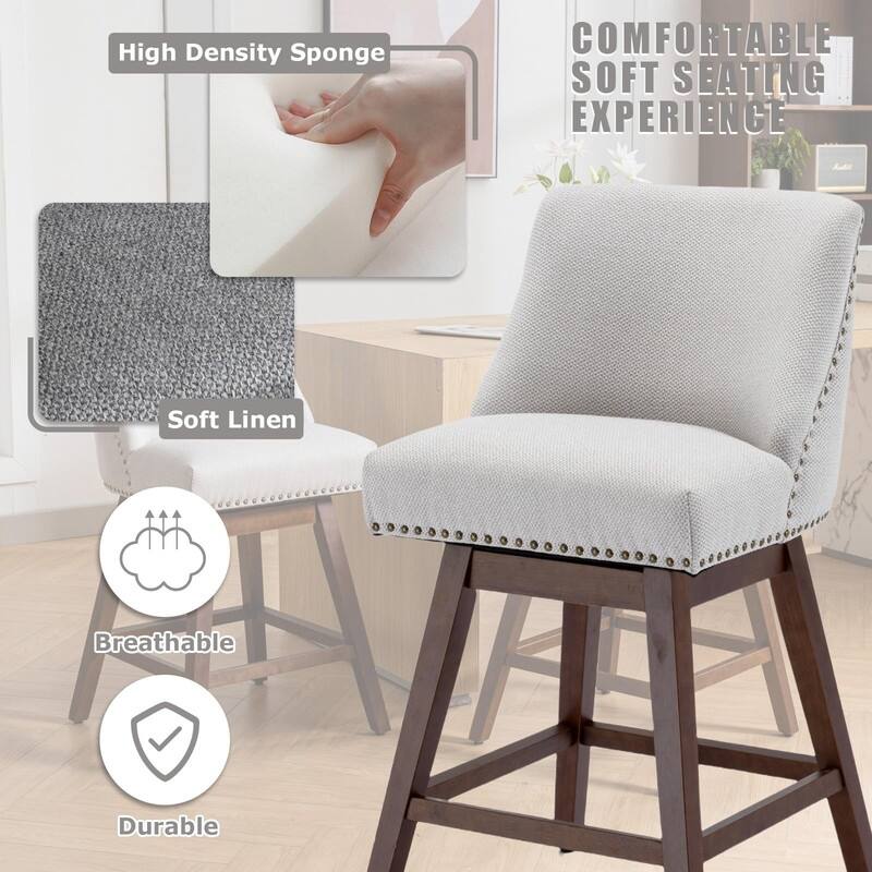 Counter Height Swivel Nail Head Upholstered Barstools Set of 6