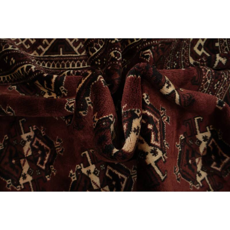 Hand Knotted Oriental 100% Wool Carpet Traditional All-Over Red Turkoman Area Rug - 12' 5'' X 8' 3''