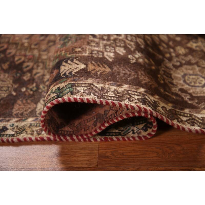 Qashqai Persian Antique Area Rug Hand-Knotted Wool Carpet - 3'9"x 4'10"