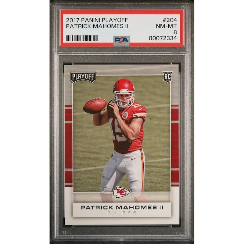 Patrick Mahomes 2017 Panini Playoff Football Rookie Card #204 Graded PSA 8 - 8'6" x 11'6"