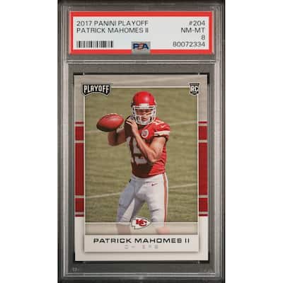 Patrick Mahomes 2017 Panini Playoff Football Rookie Card #204 Graded PSA 8 - 8'6" x 11'6"