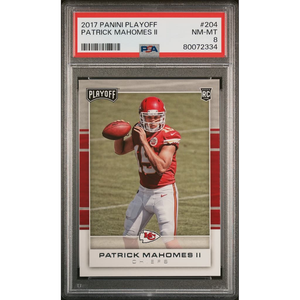 Patrick Mahomes 2017 Panini Playoff Football Rookie Card #204 Graded PSA 8 - 8'6" x 11'6"