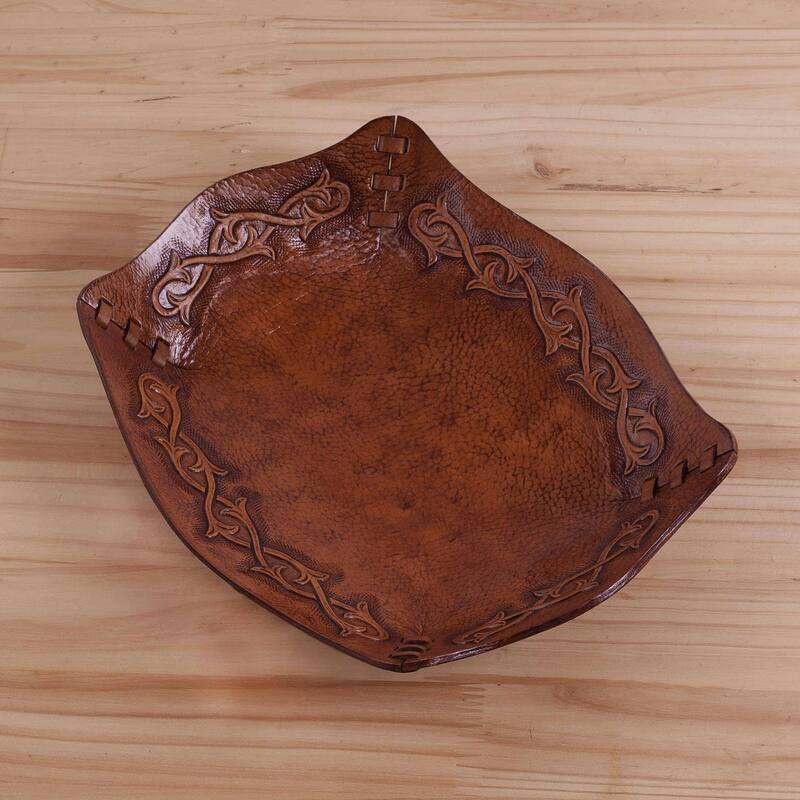 NOVICA Bramblebush, Leather catchall