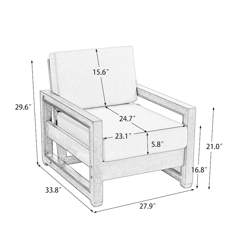 Patio Teak Wood Outdoor Arm Chair with Cushion