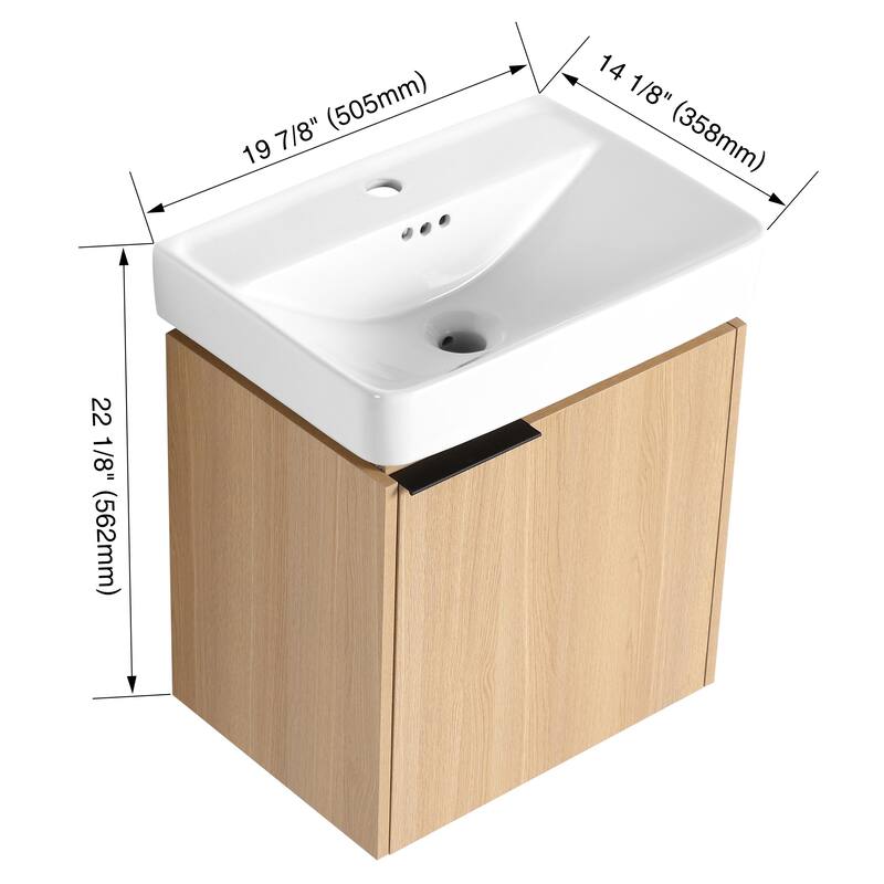 BNK 16"/20"/24"/30"/36" Single Sink Bathroom Vanity with Soft Close Door and Shelf