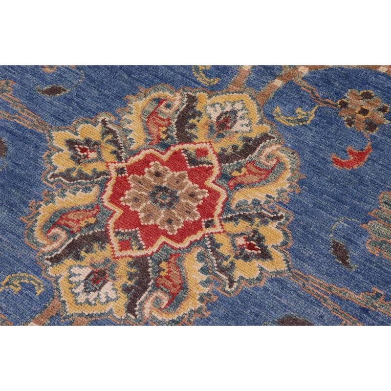 Rustic Kazak Caden Blue/Beige Wool Rug - 10'8'' x 14'2''
