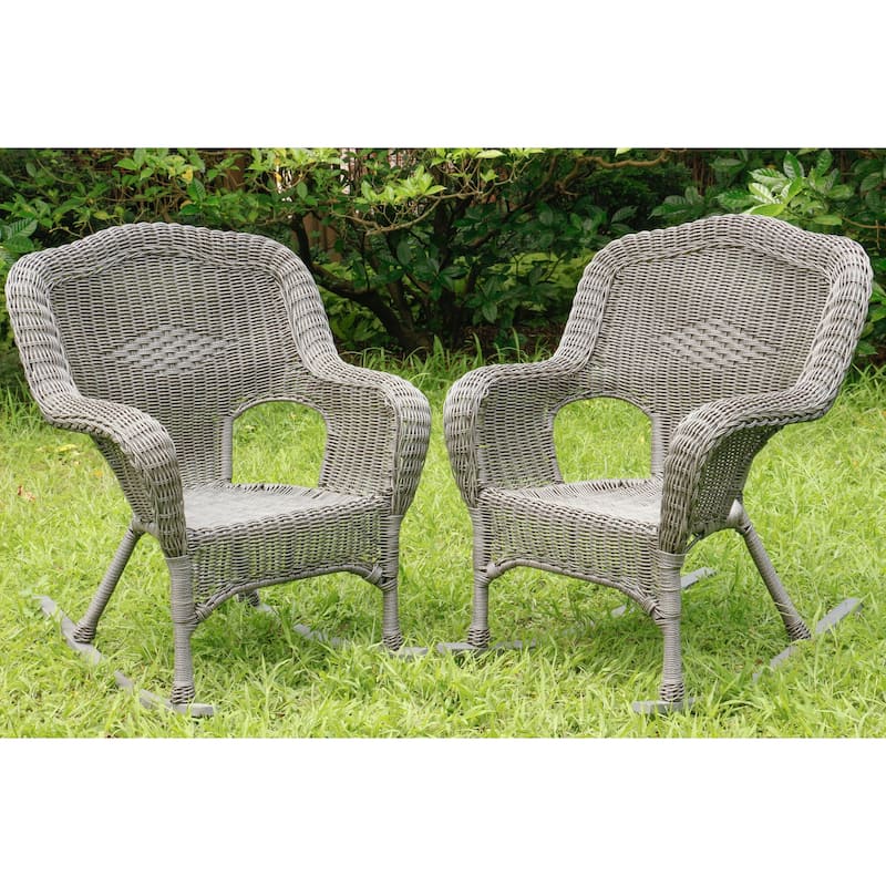 Maui Resin Wicker Porch Rocker (Set of 2) - Weathered Grey