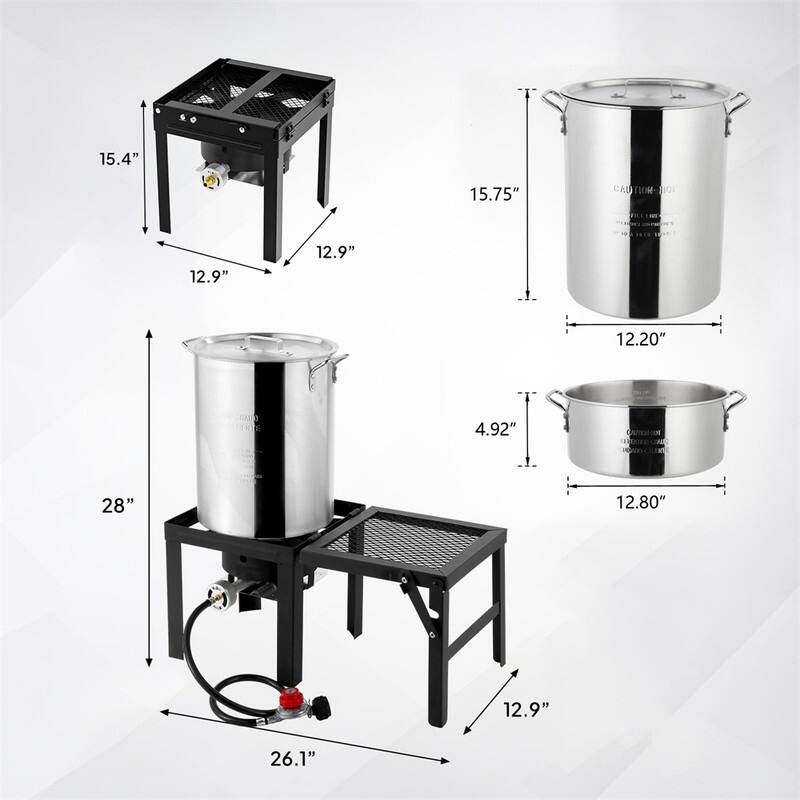 30QT Aluminum Turkey Fryer With Propane Gas Stove And Foldable Side Table - N/A